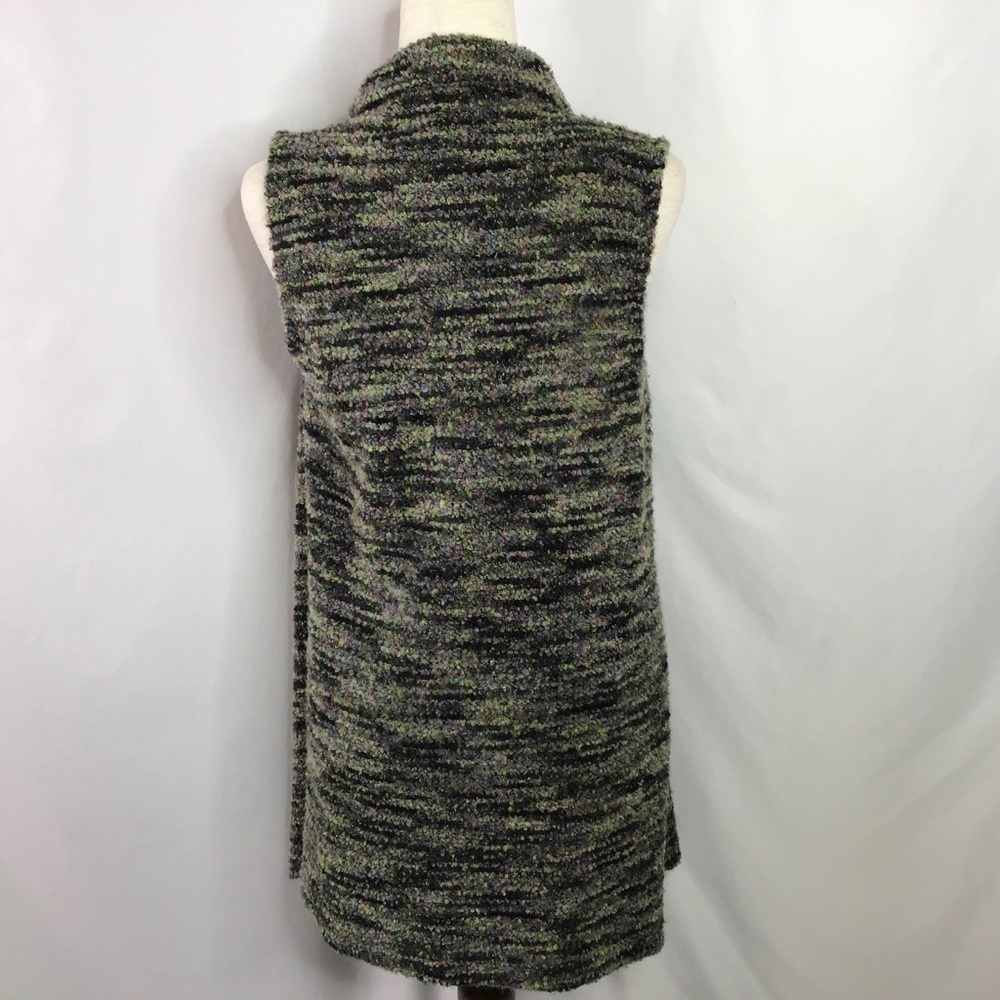 KNOX Rose Size XS Cardigan Vest Open Boho Duster Soft Boucle Gray Green Pink - Picture 4 of 10